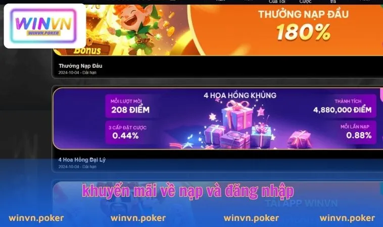 Khuyến Mãi WINVN 2 Khuyến mãi về nạp và đăng nhập