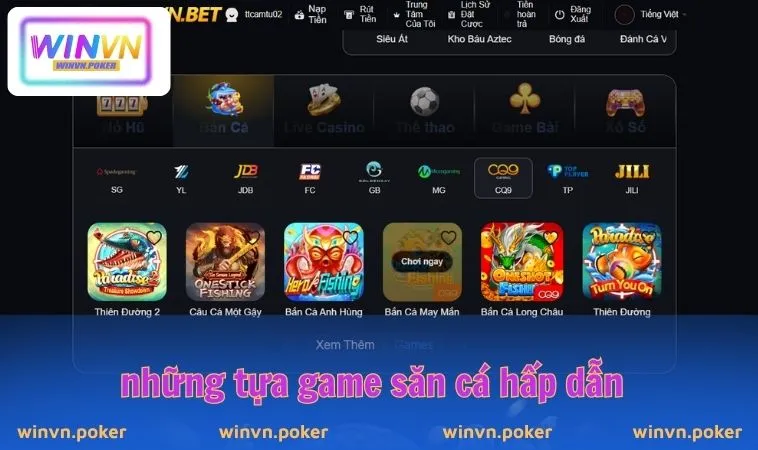 Bắn Cá WINVN 2 Những tựa game săn cá hấp dẫn