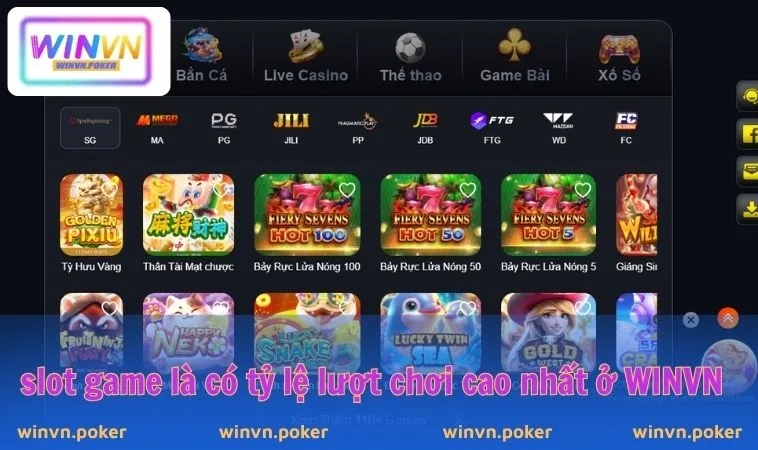 WINVN 31 Slot game là chuyên mục chiếm tỷ lệ người tham gia cao nhất ở WINVN