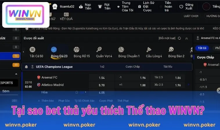 Thể Thao WINVN 3 Tại sao bet thủ yêu thích Thể thao WINVN?