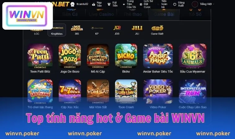 Game Bài WINVN 3 Top tính năng hot ở Game bài WINVN